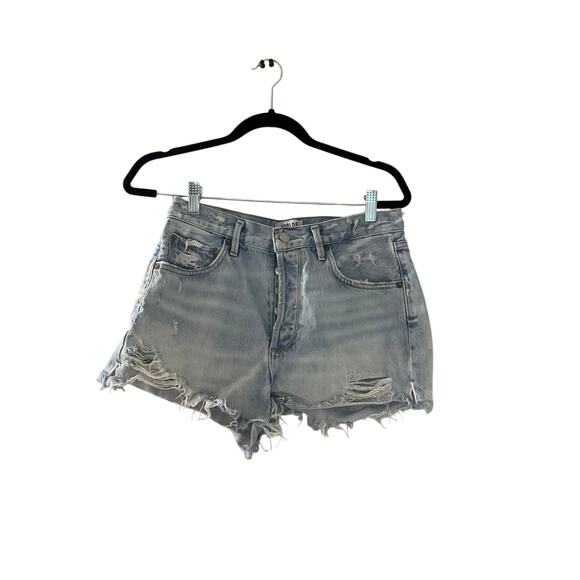 Agolde High Rise Distressed Cut Off Button Fly Jean Jaden Shorts 28 A038-I-811 - Picture 1 of 7